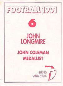 1991 Select AFL Stickers #6 John Longmire Back